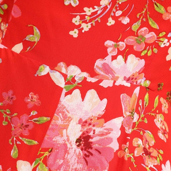 Red Floral Print Tie-Strap Jumpsuit - Picture 4 of 4